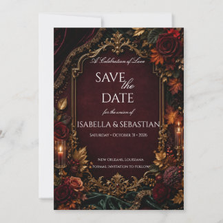 ゴシック | バーガンディーとゴールド セーブザデート
