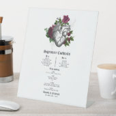 ゴシック バーガンディ フローラル ハート ウェディング カクテル メニュー 台座サイン (インサイチュ)