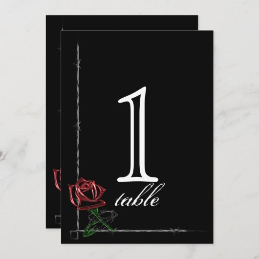 ゴシック バーブド ワイヤー ローズ アニバーサリー テーブル ナンバー 招待状 (正面/裏面)