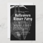 ゴシック ビンテージ コウモリ ハロウィン ディナーパーティー 招待状 (正面)