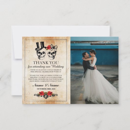 ゴシック フォト カード ハロウィン 骸骨 お礼 (正面)