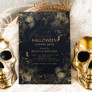 ゴシック フラワーの大人ハロウィン コスチューム パーティー 招待状