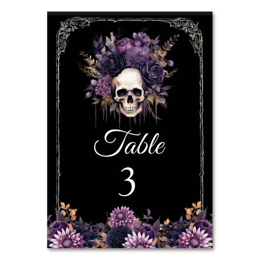ゴシック フラワースカル ハロウィン ウェディング テーブルナンバー (正面)