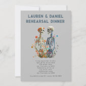 ゴシック フラワースケルトン ウェディング リハーサル ディナー 招待状 (正面)