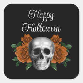 ゴシック フラワー スカル ハロウィン スクエアシール