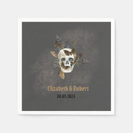 ゴシック フラワー スカル バタフライ ウェディング スタンダードカクテルナプキン