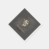 ゴシック フラワー スカル バタフライ ウェディング スタンダードカクテルナプキン (角)