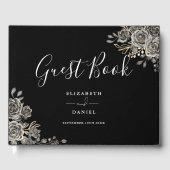 ゴシック フラワー バラ 黒と白の結婚式 ゲストブック (正面)