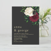 ゴシック フラワー ブルゴーニュとブラックの結婚式 招待状 (スタンド正面)