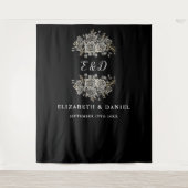 ゴシック フラワー モノグラム ウェディング バックドロップ タペストリー (正面)