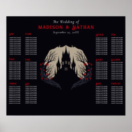 ゴシック フラワー 城 結婚式 座席表 ポスター