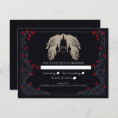 ゴシック フローラル 城 結婚式 出席確認 出欠カード (正面/裏面)