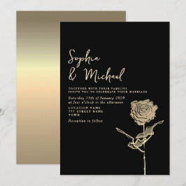 ゴシック ブラックとゴールドの結婚式招待状 招待状