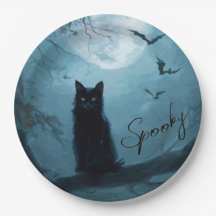 ゴシック ブラックキャット スプーキーハロウィン ペーパープレート