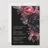 ゴシック・ブラックフラワーの結婚式 Till Death Do Us Part 招待状 (正面)