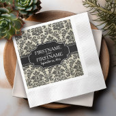 ゴシック ブラックレースとパーチメントの結婚記念日 縁ありカクテルナプキン