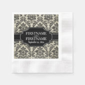 ゴシック ブラックレースとパーチメント 結婚記念日 縁ありカクテルナプキン (正面)