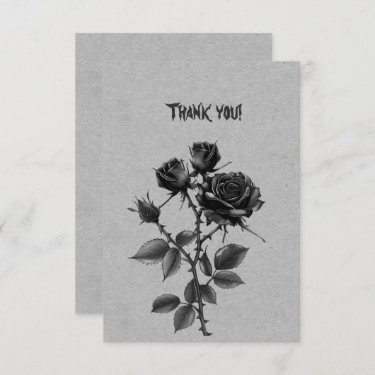 ゴシック ブラックローズ オン スティールグレー サンクス サンキューカード (正面/裏面)