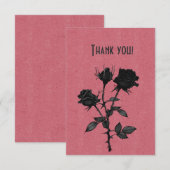 ゴシック ブラックローズ オン ローズレッド サンクス サンキューカード (正面/裏面)