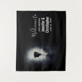 ゴシック ブラックローズ 血が滴る 不気味なウェディング タペストリー (正面)