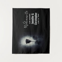 ゴシック ブラックローズ 血が滴る 不気味な結婚式 タペストリー