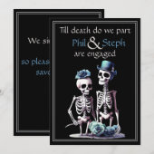 ゴシック、ブラック、スケルトンの婚約発表 招待状 (正面/裏面)