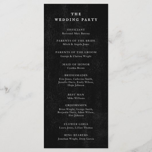 ゴシック・ブラック・バラ結婚ズの式典 プログラム (裏面)