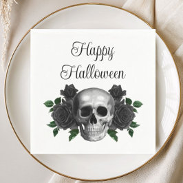 ゴシック ブラック フローラル スカル ハロウィン スタンダードカクテルナプキン