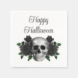 ゴシック ブラック フローラル スカル ハロウィン スタンダードカクテルナプキン