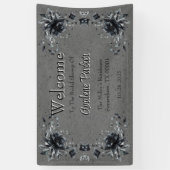 ゴシック ブラック フローラル ブライダル シャワー ウェルカム 横断幕 (縦)