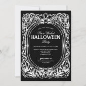 ゴシック ブラック ホワイト ハロウィンパーティー招待状 招待状 (正面)