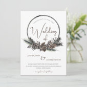 ゴシック ブラック＆ホワイト リース 冬のウェディング 招待状 (スタンド正面)