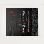 ゴシック ブラック レッド グランジ テクスチャード | ブラック ローズ タペストリー (正面(横))