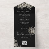 ゴシック ブラック ローズ ストリング ライト QR コード ウェディング オールインワン招待状 (内側)