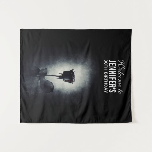 ゴシック ブラック ローズ 血が滴る 不気味な 誕生日 タペストリー (正面(横))