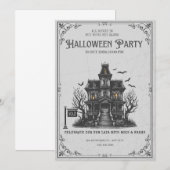ゴシック・ホーンテッドハウス・ハロウィンパーティー招待状 | 招待状 (正面/裏面)