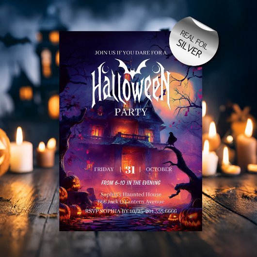 ゴシック・ホーンテッドハウス・ハロウィン 箔招待状