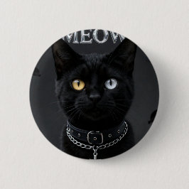 ゴシック ミスティック: オッドアイの黒猫 & 缶バッジ