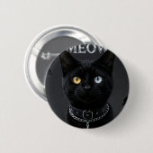 ゴシック ミスティック: オッドアイの黒猫 & 缶バッジ (正面&裏面)