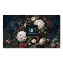ゴシック・モダン・フラワーレッドクリーム色の芍薬ゴールドフレーム マグネット名刺