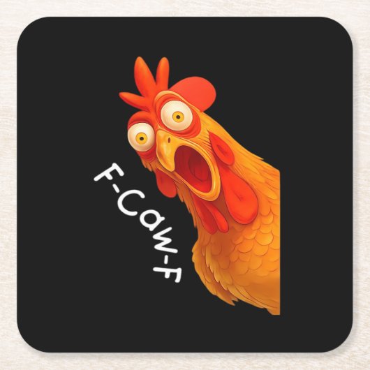 ゴシック・ユーモア 楽しい F Caw F からす デザイン スクエアペーパーコースター (正面)