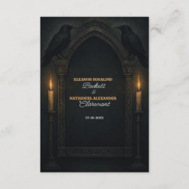 ゴシック ラヴェン キャンドルライト アーチ ウェディング エンクロージャーカード