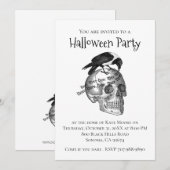 ゴシック ラヴェン スカル ハロウィン インビテーション (正面/裏面)