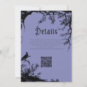 ゴシック ラヴェン ツリー 彫刻 黒 青 結婚式 招待状 (裏面)