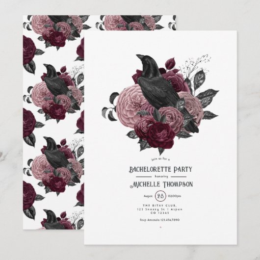 ゴシック・レイバーとダーク・フラワーバチェラー・パーティー 招待状 (正面/裏面)