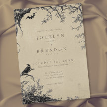 ゴシック レイヴン コウモリの木の彫刻 ブラックタン ウェディング