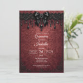 ゴシック レッドボウパール クィンセañera 招待状 (スタンド正面)