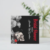 ゴシック、ロックまたはバイクもしくは自転車に乗る人ブラックバラブライダルシャワー 招待状 (スタンド正面)