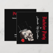 ゴシック、ロック、またはバイカーの黒い独身パーティー 招待状 (正面/裏面)