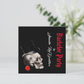 ゴシック、ロック、バイクもしくは自転車に乗る人ブラックバチュラーパーティ 招待状 (スタンド正面)